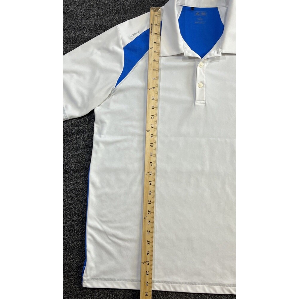 Adidas Golf Adizero Mens Large White Blue Short Sleeve Polo Shirt Z70815 - Picture 5 of 12